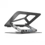 Laptop stand Unitek D1109A — aluminium adjustable stand with USB-C hub, HDMI, Gigabit Ethernet (fits 14 inch–17 inch)