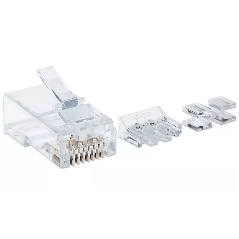 Intellinet RJ45 Modular Plugs, Cat6A, UTP, 2-prong, for stranded wire, 15 µ gold plated contacts, 80 pack