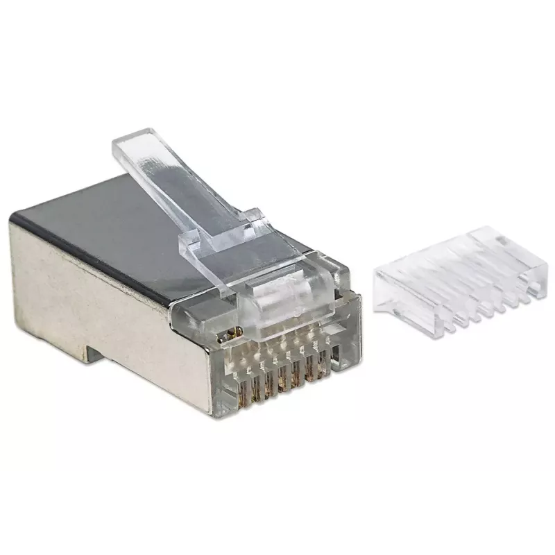 Intellinet RJ45 Modular Plugs Pro Line, Cat6, STP, 3-prong, for solid and stranded wire, 50 µ gold-plated contacts, 90 pack