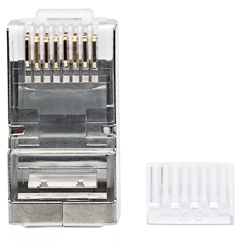 Intellinet RJ45 Modular Plugs Pro Line, Cat6, STP, 3-prong, for solid and stranded wire, 50 µ gold-plated contacts, 90 pack