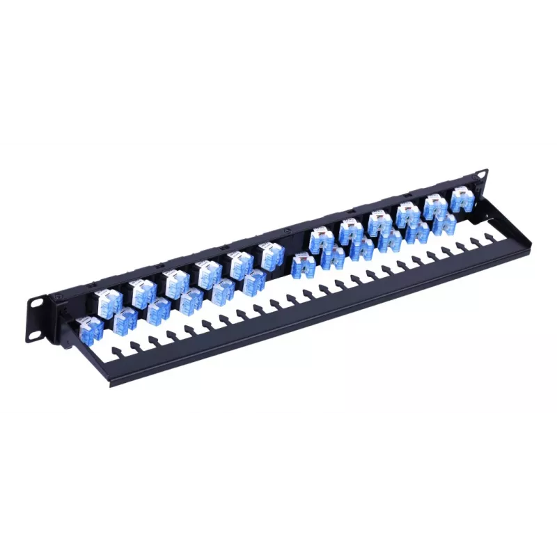 Techly UTP Patch Panel 24 Places RJ45 Cat.6A Inclined Output 1U Black
