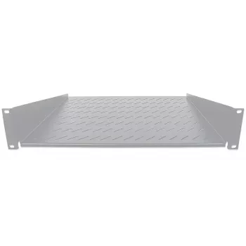 Intellinet 19 inch Cantilever Shelf, 2U, 2-Point Front Mount, 400mm Depth, Vented, Max 25kg, Grey, Three Year Warranty