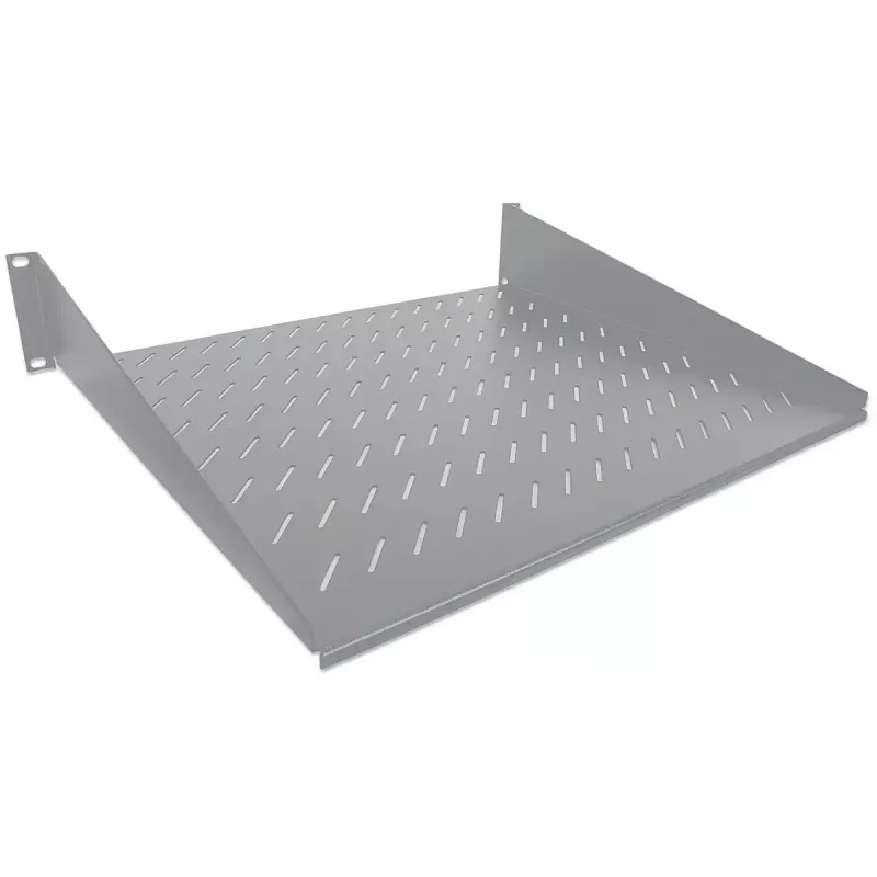 Intellinet 19 inch Cantilever Shelf, 2U, 2-Point Front Mount, 400mm Depth, Vented, Max 25kg, Grey, Three Year Warranty