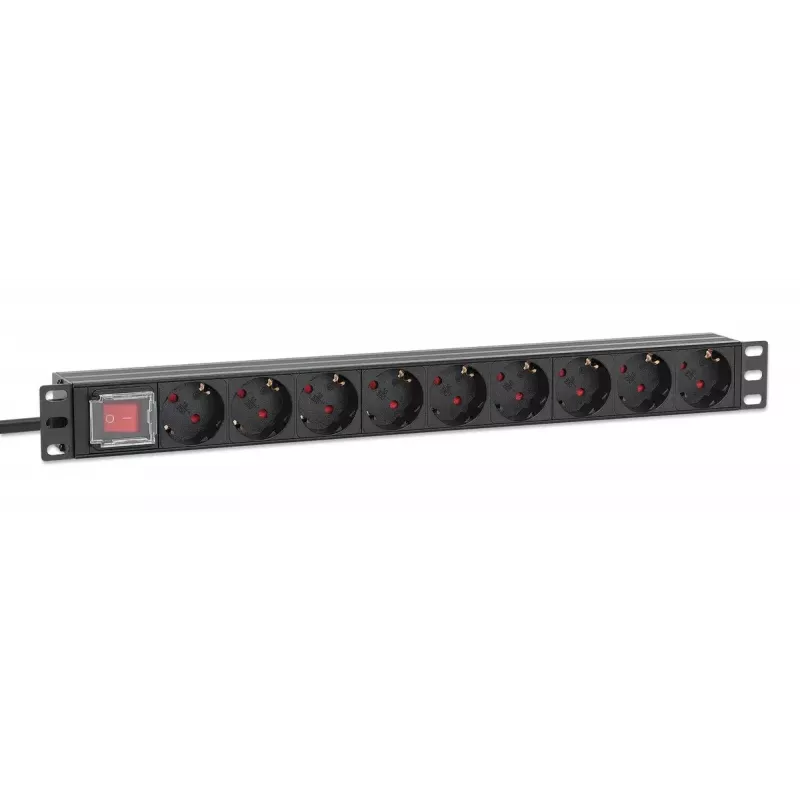 Intellinet 19 inch 1U Rackmount 9-Way PDU 16A On/Off 2m Power Cord