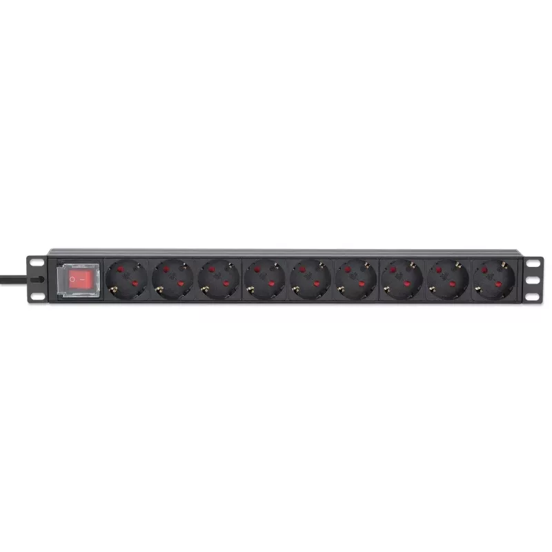Intellinet 19 inch 1U Rackmount 9-Way PDU 16A On/Off 2m Power Cord
