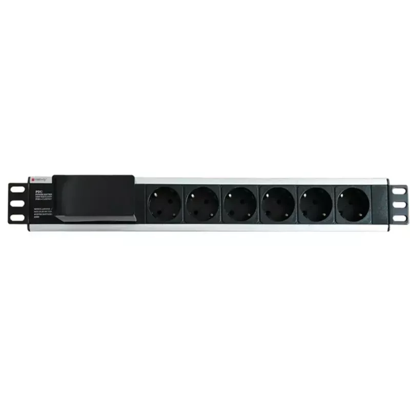 Techly I-CASE STRIP-16SH power distribution unit (PDU) 6 AC outlet(s) 1.5U Black, Silver