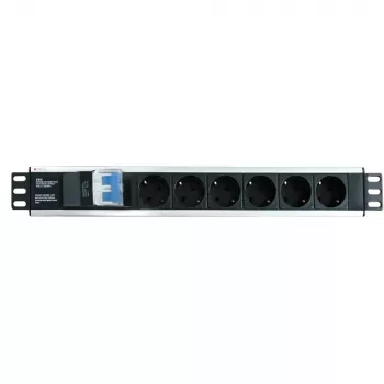 Techly I-CASE STRIP-16SH power distribution unit (PDU) 6 AC outlet(s) 1.5U Black, Silver