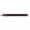 Techly Rack 19 inch Power Strip 8 Outlets Schuko Plug, Power bar, Black, 1.05 kg
