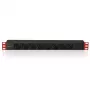 Techly Multi-Socket 8 Sockets for Rack 19 inch C14 Plug 1 HE Black Red