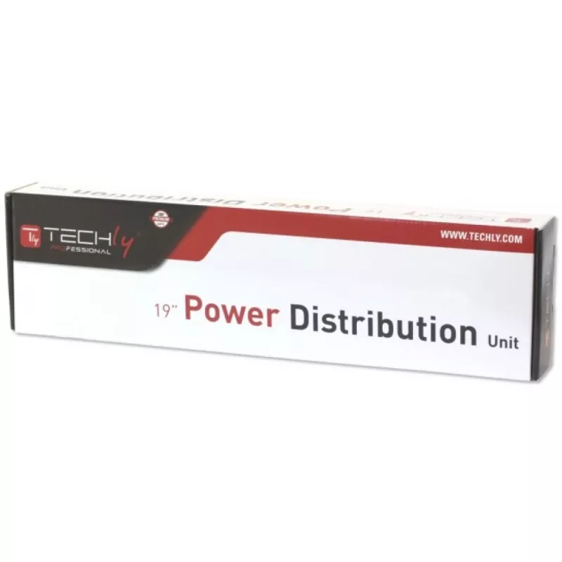Techly Multi-Socket 8 Sockets for Rack 19 inch C14 Plug 1 HE Black Red