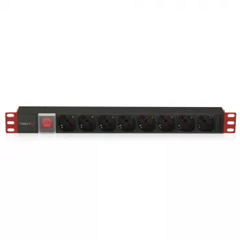 Techly I-CASE STRIP-18C20 power distribution unit (PDU) 8 AC outlet(s) 1U Black, Red