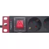 Power Strip Techly 9 Places 19 inch Rack Schuko Plug Switch 1U Black Red