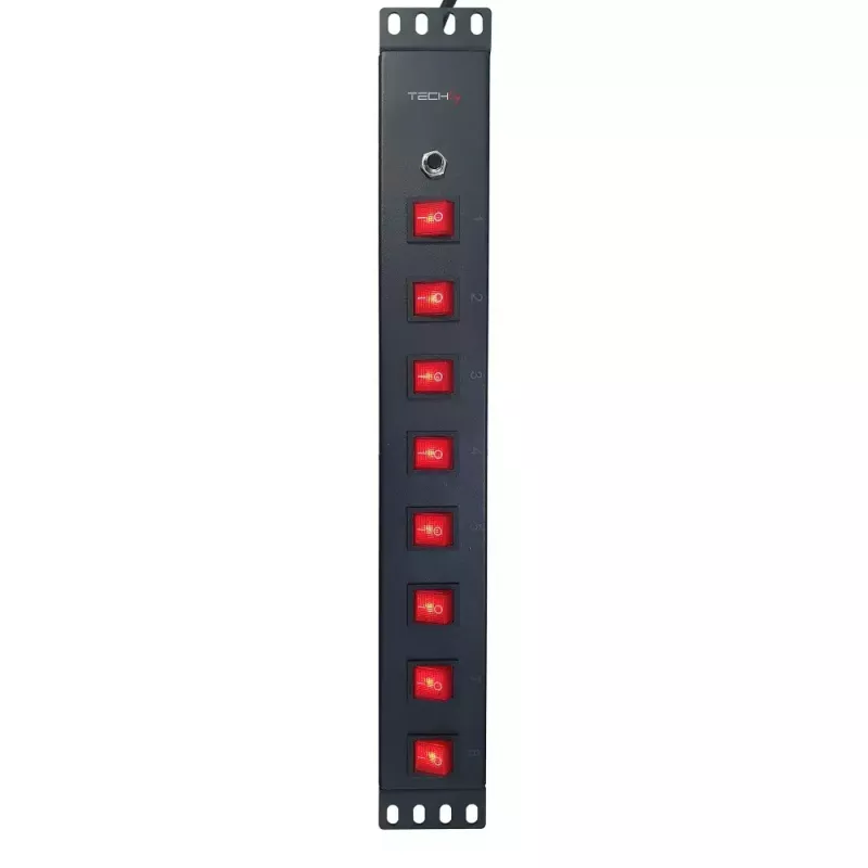 Techly 8 ways 19 inch Rack Power Strip with 8 ON/OFF Switches 1.5U