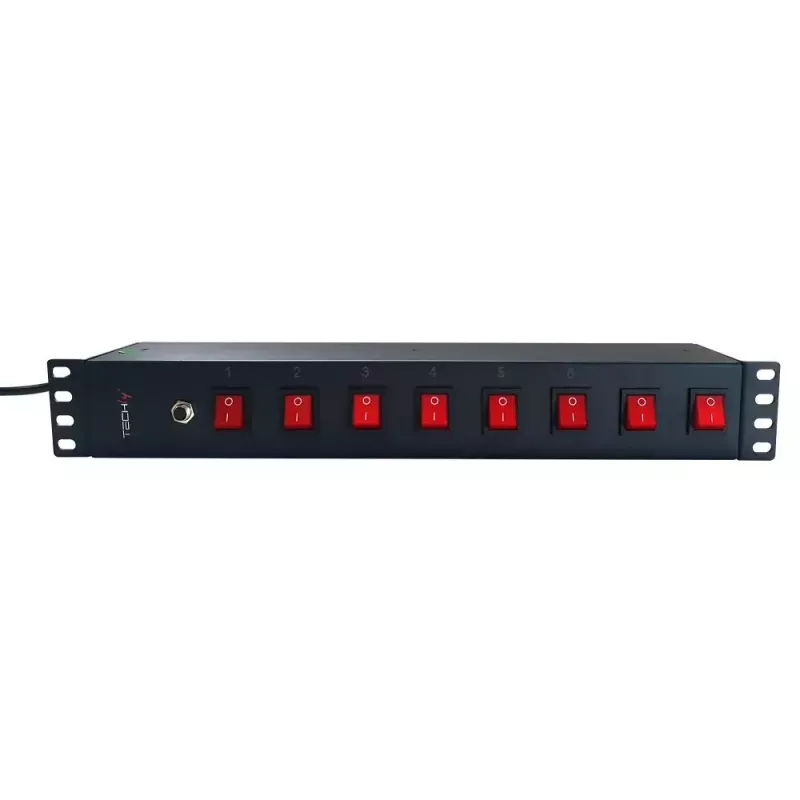 Techly 8 ways 19 inch Rack Power Strip with 8 ON/OFF Switches 1.5U