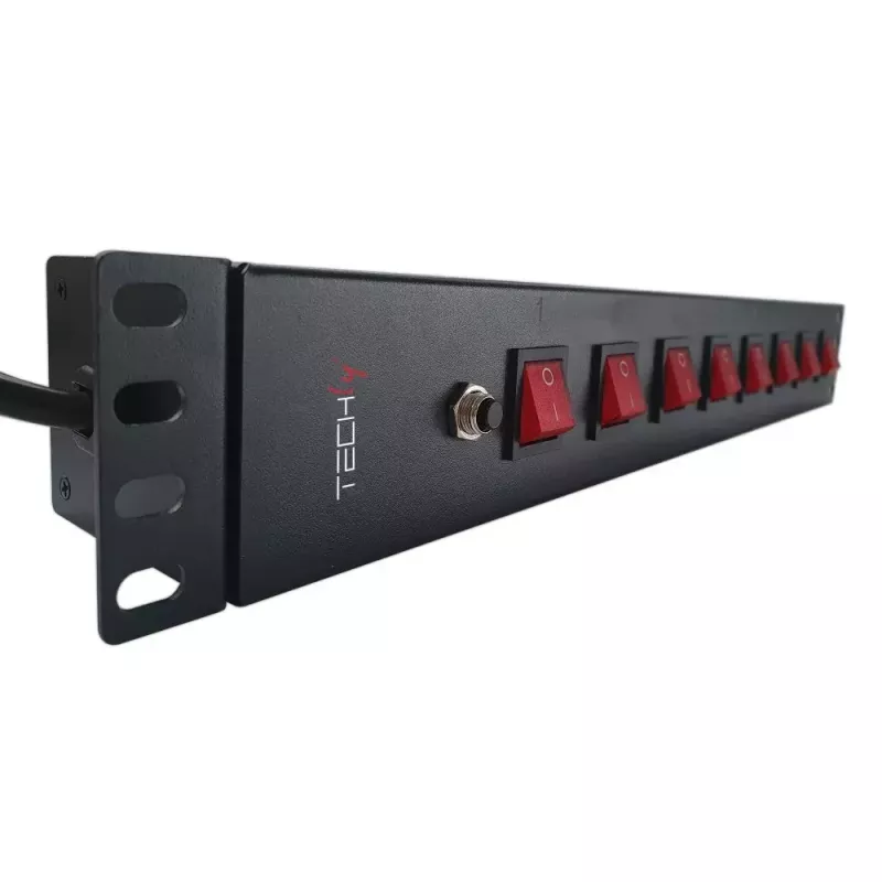 Techly 8 ways 19 inch Rack Power Strip with 8 ON/OFF Switches 1.5U