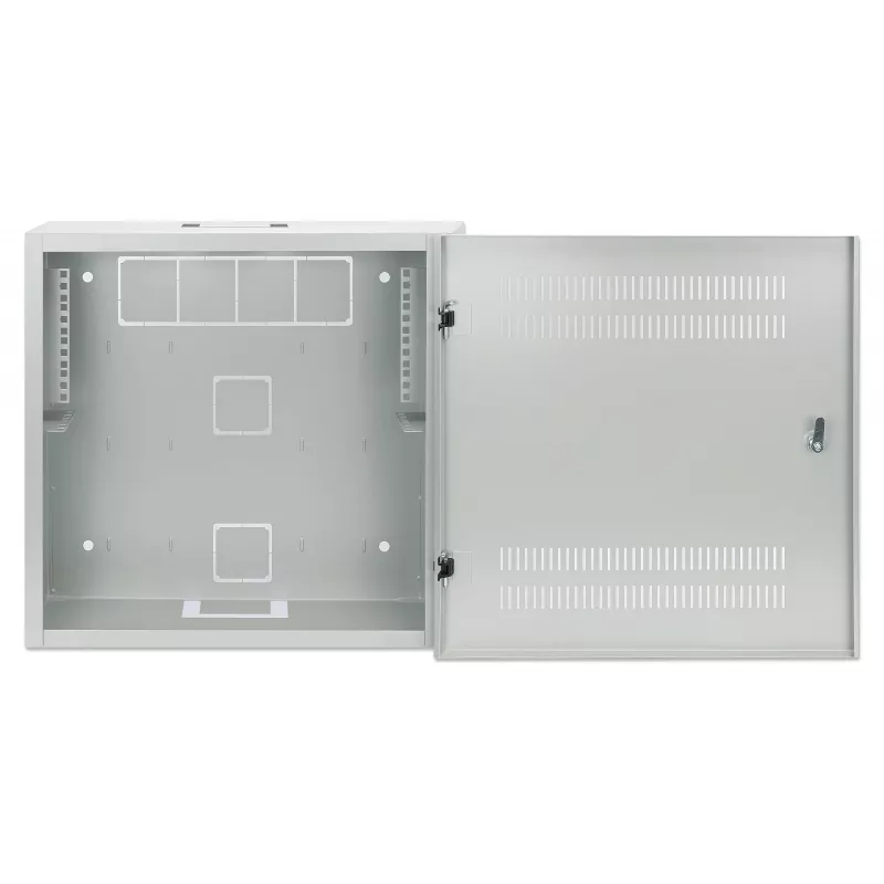 Intellinet Low-Profile 19 inch Wall Mount Cabinet with 4U Horizontal and 2U Vertical Rails Slim, Space-saving Enclosure with Only 170 mm (6.7 in.) Depth, Ideal for AV, Multimedia and Surveillance Applications, Assembled, Gray RAL 7035