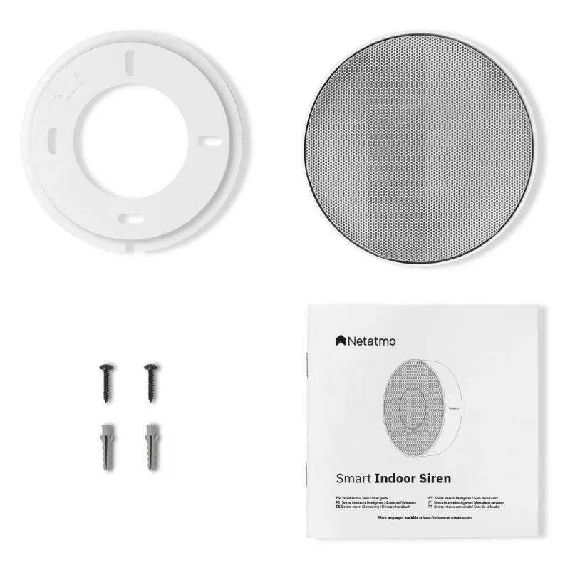 Wireless siren Netatmo NA-NIS01 Indoor White, 110 dB, USB port, AA x4, 130×35×130 mm