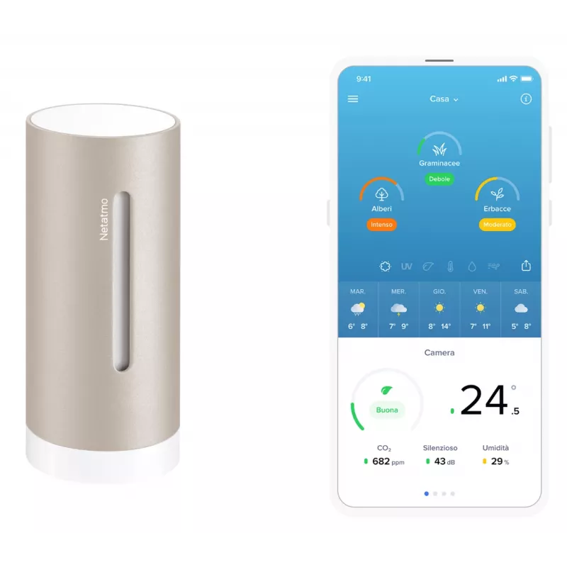 Digital Weather Station Netatmo NIM-S Sand — indoor thermometer, hygrometer, air quality, battery-powered (AAA)