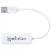 Manhattan USB-A Fast Ethernet Adapter, 10/100 Mbps Network, 480 Mbps (USB 2.0), Hi-Speed USB, RJ45, White, Three Year Warranty