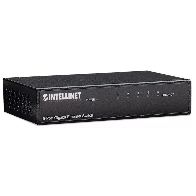 Intellinet 5-Port Gigabit Ethernet Switch, Desktop Size, Metal Housing, IEEE 802.3az (Energy Efficient Ethernet)