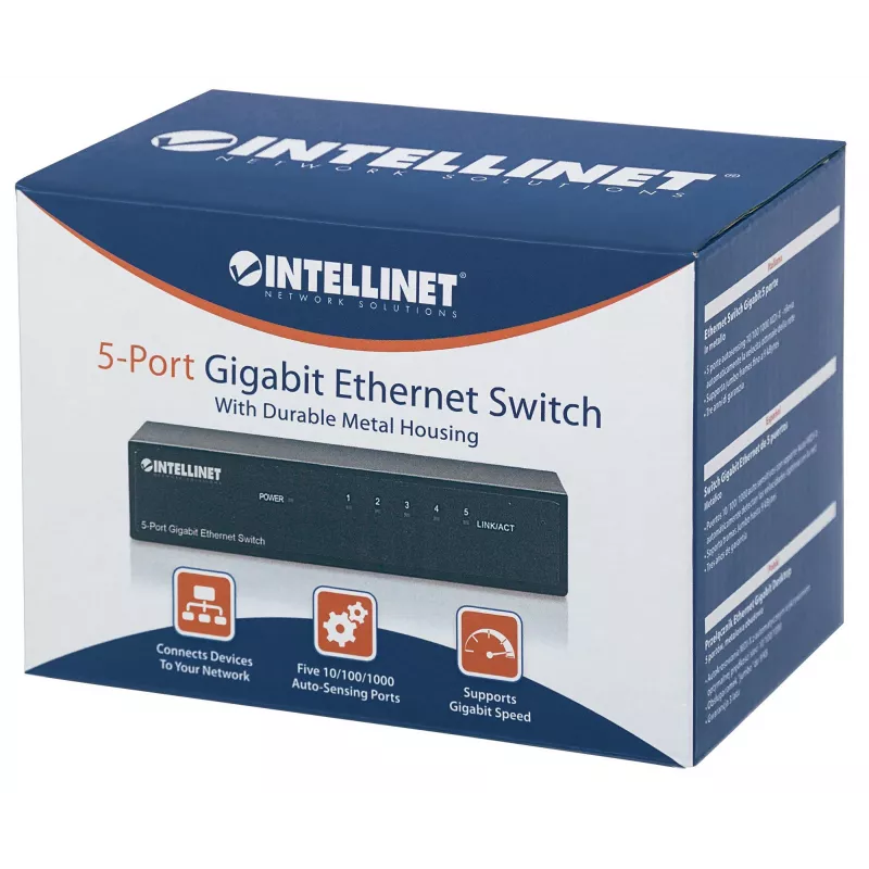 Intellinet 5-Port Gigabit Ethernet Switch, Desktop Size, Metal Housing, IEEE 802.3az (Energy Efficient Ethernet)