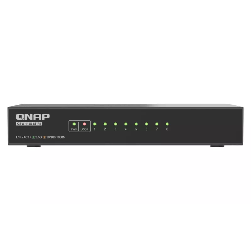 QNAP QSW-1108-8T-R2 network switch Unmanaged 2.5G Ethernet (100/1000/2500) Desktop Black