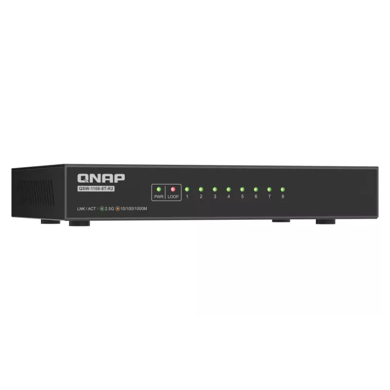QNAP QSW-1108-8T-R2 network switch Unmanaged 2.5G Ethernet (100/1000/2500) Desktop Black