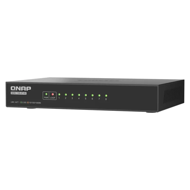 QNAP QSW-1108-8T-R2 network switch Unmanaged 2.5G Ethernet (100/1000/2500) Desktop Black