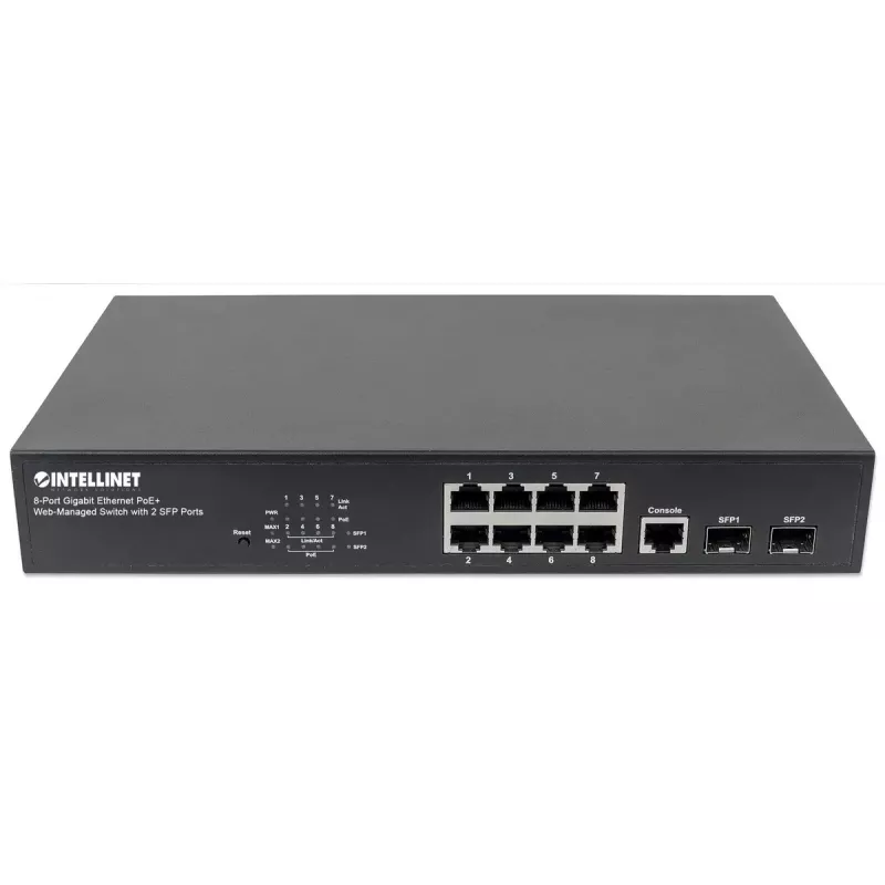 Managed Switch Intellinet 8-Port Gigabit Ethernet PoE+ with 2 SFP Ports