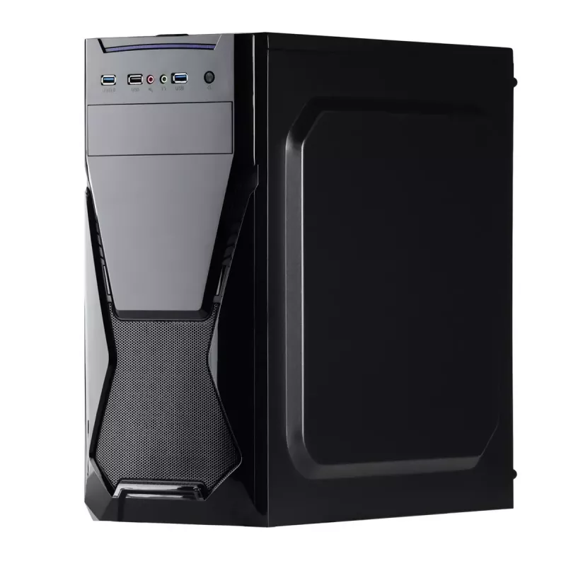 PC case Akyga AK13BK Micro Tower — ATX/Micro-ATX, 3×3.5 inch bays, 3×2.5 inch bays, top PSU, USB 3.2 Gen1×2, max GPU 385 mm, black