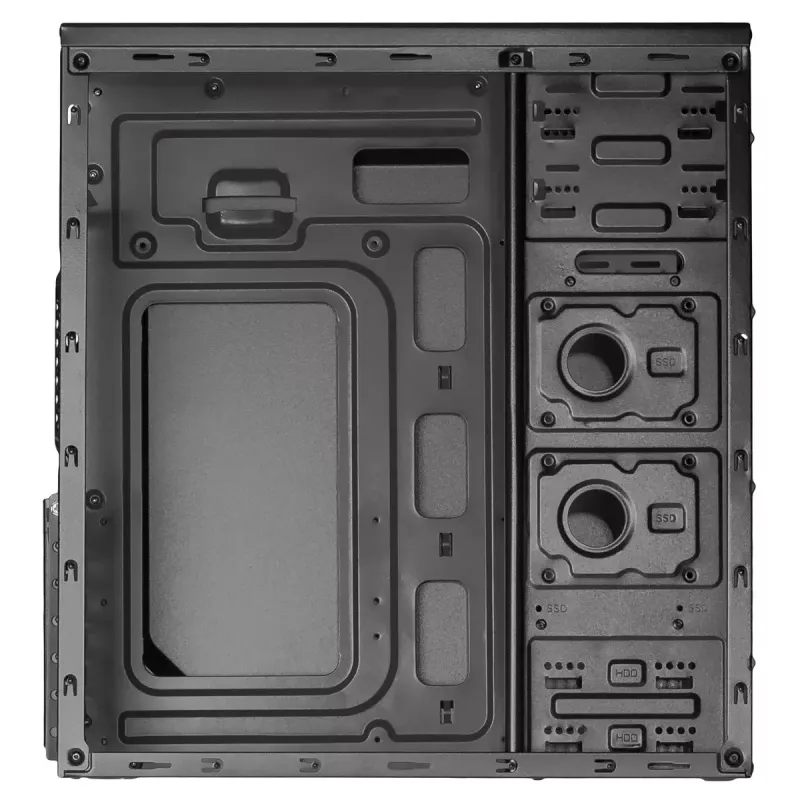 PC case Akyga AK13BK Micro Tower — ATX/Micro-ATX, 3×3.5 inch bays, 3×2.5 inch bays, top PSU, USB 3.2 Gen1×2, max GPU 385 mm, black