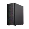 PC case GEMBIRD Fornax 400X Midi Tower Black — ATX, tempered glass, RGB fans, 4x 2.5 inch bays, 2x USB 3.0