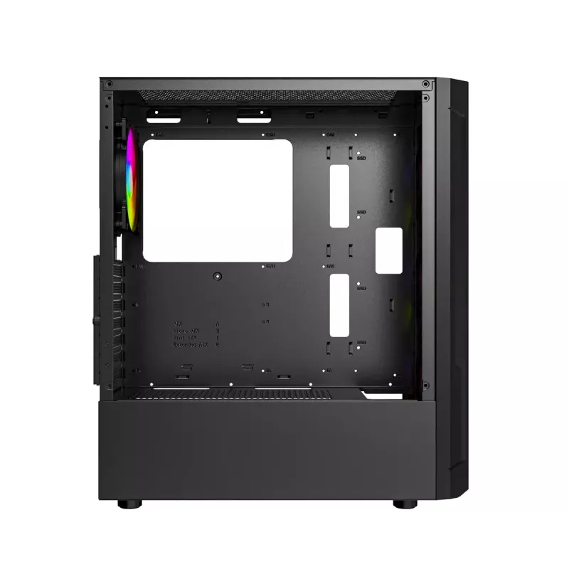 PC case GEMBIRD Fornax 400X Midi Tower Black — ATX, tempered glass, RGB fans, 4x 2.5 inch bays, 2x USB 3.0