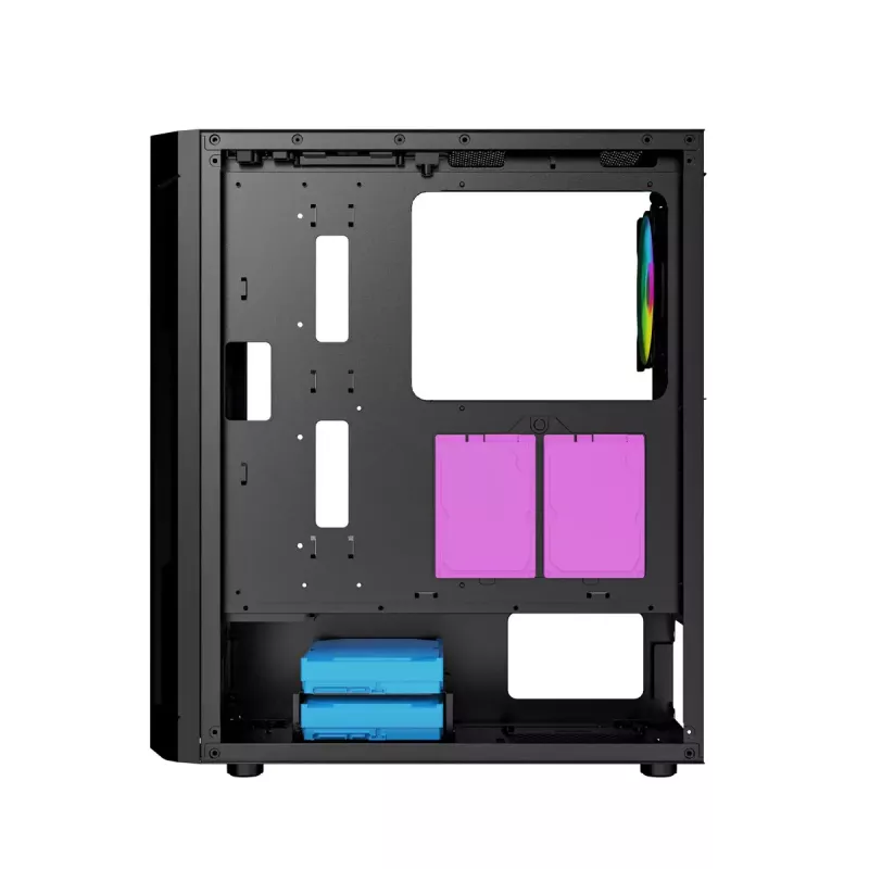 PC case GEMBIRD Fornax 400X Midi Tower Black — ATX, tempered glass, RGB fans, 4x 2.5 inch bays, 2x USB 3.0