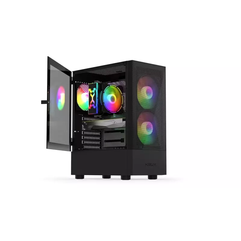 PC case KRUX VAKO KRX0132 ATX black — tempered glass, RGB, supports Mini‑ATX, GPU up to 31 cm, CPU cooler up to 15.9 cm