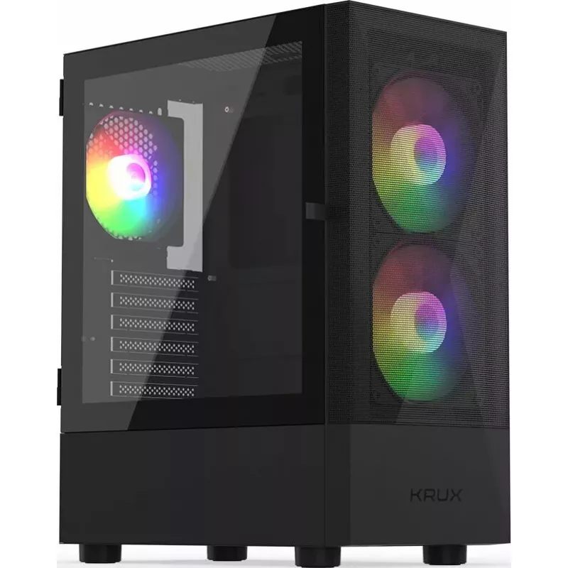 PC case KRUX VAKO KRX0132 ATX black — tempered glass, RGB, supports Mini‑ATX, GPU up to 31 cm, CPU cooler up to 15.9 cm