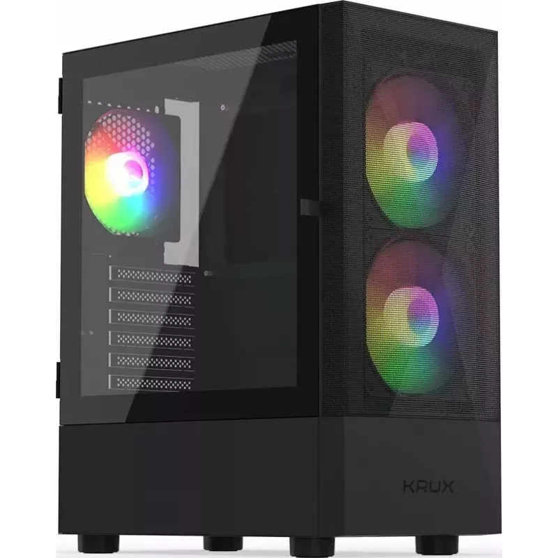 PC case KRUX VAKO KRX0132 ATX black — tempered glass, RGB, supports Mini‑ATX, GPU up to 31 cm, CPU cooler up to 15.9 cm