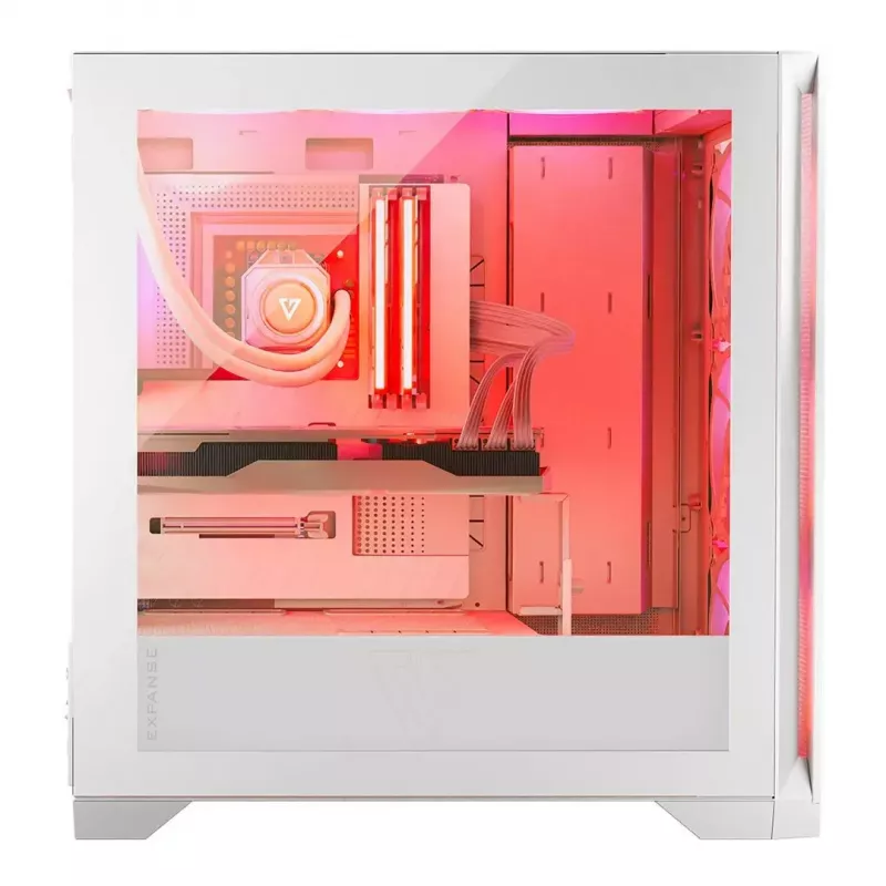 PC Case MODECOM VOLCANO EXPANSE S APEX ARGB Midi Tower White — tempered glass, ARGB, supports micro ATX, GPU up to 430 mm