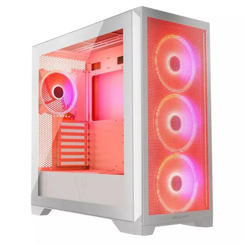 PC Case MODECOM VOLCANO EXPANSE S APEX ARGB Midi Tower White — tempered glass, ARGB, supports micro ATX, GPU up to 430 mm