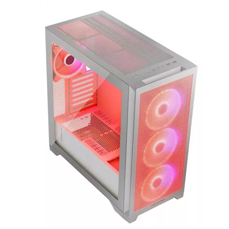 PC Case MODECOM VOLCANO EXPANSE S APEX ARGB Midi Tower White — tempered glass, ARGB, supports micro ATX, GPU up to 430 mm