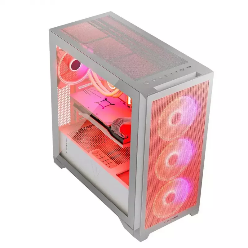 PC Case MODECOM VOLCANO EXPANSE S APEX ARGB Midi Tower White — tempered glass, ARGB, supports micro ATX, GPU up to 430 mm