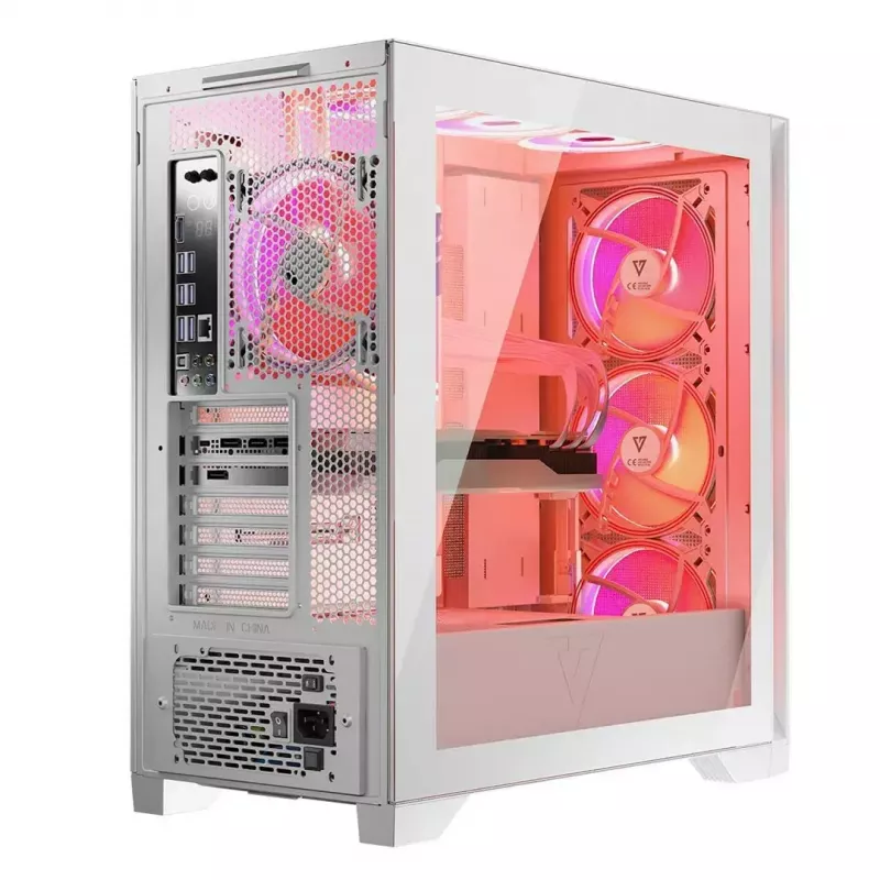 PC Case MODECOM VOLCANO EXPANSE S APEX ARGB Midi Tower White — tempered glass, ARGB, supports micro ATX, GPU up to 430 mm