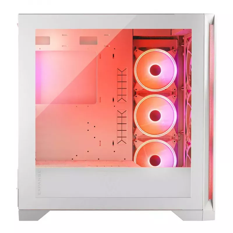 PC Case MODECOM VOLCANO EXPANSE S APEX ARGB Midi Tower White — tempered glass, ARGB, supports micro ATX, GPU up to 430 mm