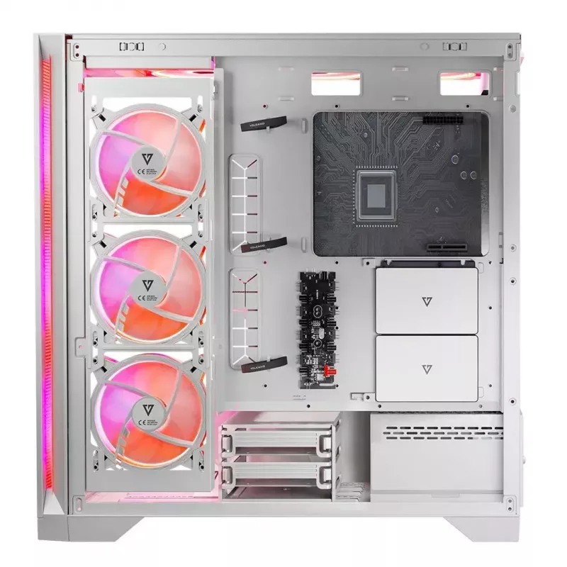 PC Case MODECOM VOLCANO EXPANSE S APEX ARGB Midi Tower White — tempered glass, ARGB, supports micro ATX, GPU up to 430 mm