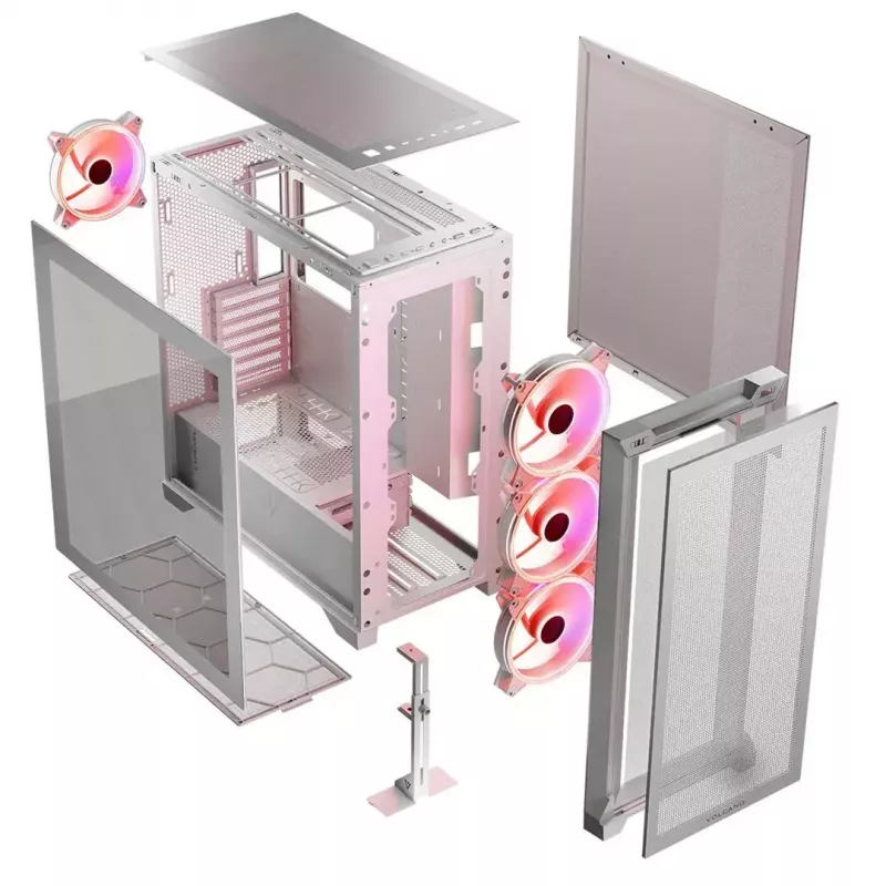 PC Case MODECOM VOLCANO EXPANSE S APEX ARGB Midi Tower White — tempered glass, ARGB, supports micro ATX, GPU up to 430 mm