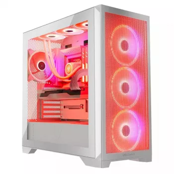 PC Case MODECOM VOLCANO EXPANSE S APEX ARGB Midi Tower White — tempered glass, ARGB, supports micro ATX, GPU up to 430 mm