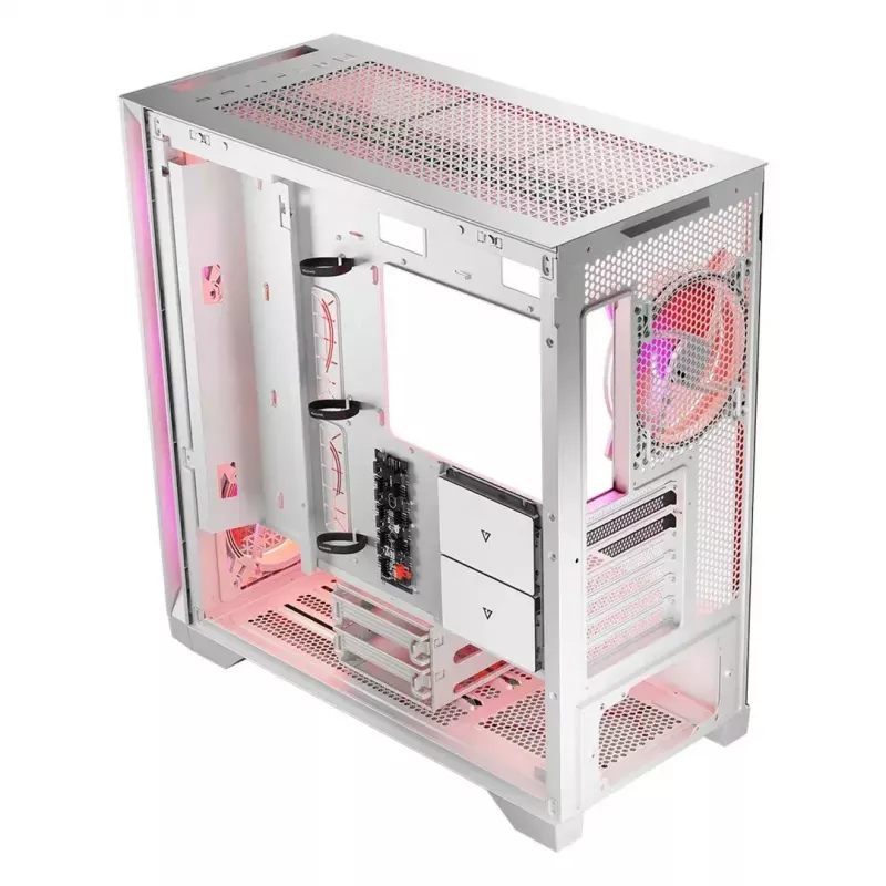 PC Case MODECOM VOLCANO EXPANSE T APEX ARGB MIDI White — tempered glass, ARGB, USB-C, supports micro‑ATX, GPU up to 430 mm