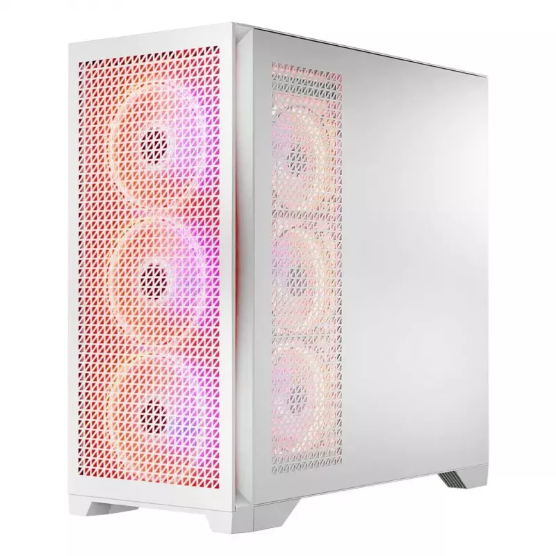 PC Case MODECOM VOLCANO EXPANSE T APEX ARGB MIDI White — tempered glass, ARGB, USB-C, supports micro‑ATX, GPU up to 430 mm