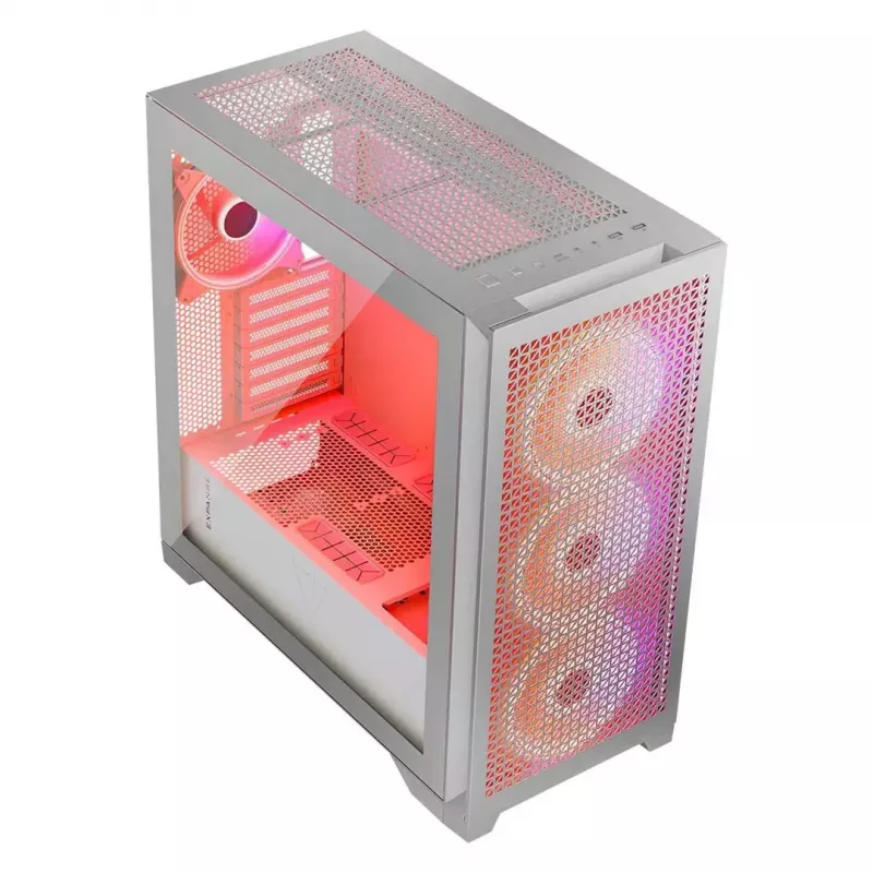 PC Case MODECOM VOLCANO EXPANSE T APEX ARGB MIDI White — tempered glass, ARGB, USB-C, supports micro‑ATX, GPU up to 430 mm