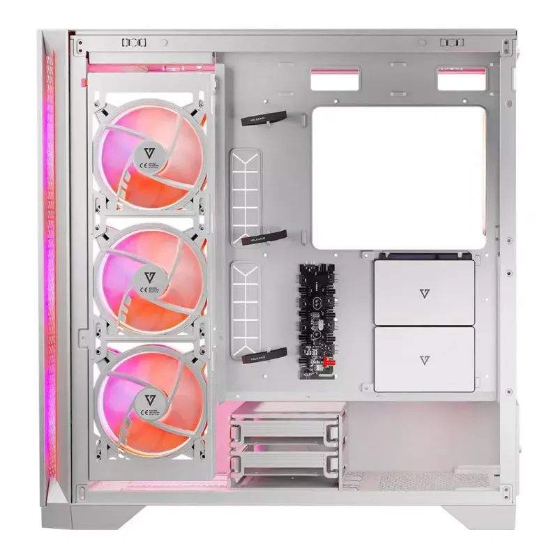 PC Case MODECOM VOLCANO EXPANSE T APEX ARGB MIDI White — tempered glass, ARGB, USB-C, supports micro‑ATX, GPU up to 430 mm